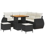 Ensemble de canapé de jardin 8 pièces avec coussins noir en rotin synthétique