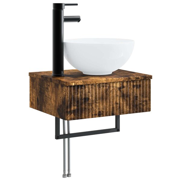 vidaXL Basin de lavage mural Chêne fumé 40 x 35 x 39 cm