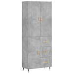 vidaXL Buffet haut Gris béton 69 5x34x180 cm Bois d'ingénierie