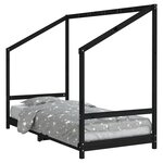 vidaXL Cadre de lit pour enfants noir 90x200 cm bois de pin massif