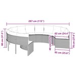 vidaXL Canapé de jardin avec coussins rond gris résine tressée