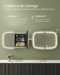Miroir salle de bain avec éclairage armoire de toilette avec 2 prises ac 2 prises usb 2 étagères réglables coins arrondis 12_0006611
