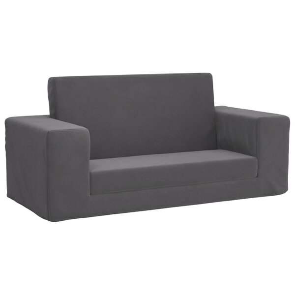 vidaXL Canapé-lit pour enfants 2 places anthracite peluche douce