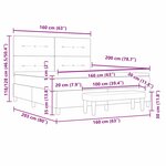 vidaXL Lit à ressorts avec matelas Gris clair 160 x 200 cm tissu
