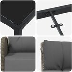 vidaXL Set de salle à manger de jardin 7 pièces avec coussins Rattan Poly Gris