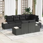 vidaXL Ensemble de canapé de jardin avec coussin 7 Pièces Noir