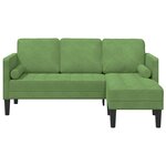 vidaXL Canapé 3 places avec chaise longue en L vert clair 160 cm en velours