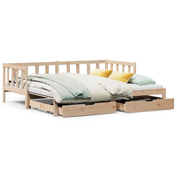 vidaXL Lit de jour avec gigogne et tiroirs sans matelas 90x200 cm