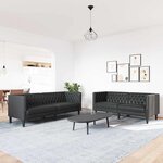 vidaXL Ensemble de Canapés 2 Pièces Noir 194 x 74.5 x 70.5 cm Faux cuir