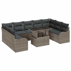 vidaXL Ensemble de canapé de jardin 10 Pièces Gris 100 x 55 x 73 cm