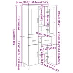 vidaXL Haut Armoire avec tiroir Chêne artisanal 69 5 x 34 x 180 cm