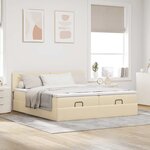 VidaXL Cadre de lit ottoman avec matelas crème 180x200 cm tissu