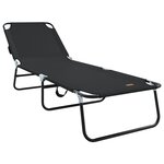 vidaXL Chaise longue pliante 2 Pièces Portable Noir Tissu Oxford 600D