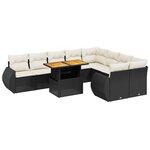 vidaXL Salon de jardin 10 Pièces avec coussins noir résine tressée