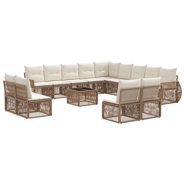 vidaXL Ensemble de canapé de jardin 14 Pièces Beige et blanc crème