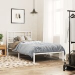 vidaXL Cadre de lit métal sans matelas avec tête de lit blanc 90x190cm