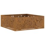 Brasero carré 80x80x30 cm en acier weathering