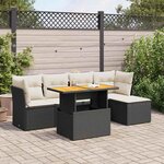 vidaXL Salon de jardin 6 Pièces avec coussins noir résine tressée