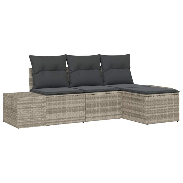 vidaXL Ensemble de canapé de jardin avec coussin 4 Pièces Gris clair