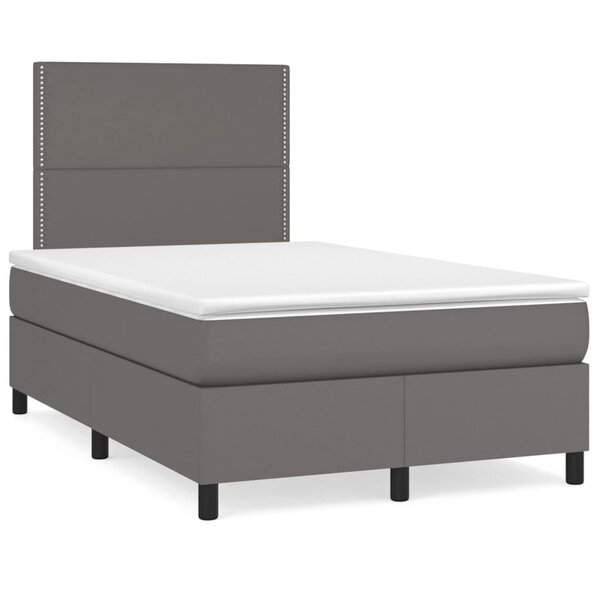 vidaXL Sommier à lattes de lit avec matelas Gris 120x200 cm Similicuir