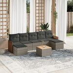 vidaXL Salon de jardin 8 Pièces avec coussins gris résine tressée