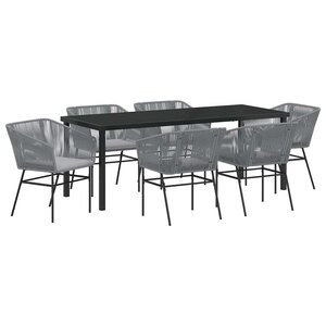 vidaXL Ensemble de salle à manger pour jardin avec coussin 7 Pièces Gris