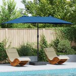 vidaXL Parasol de jardin Bleu 385 x 209 x 244 cm tissu