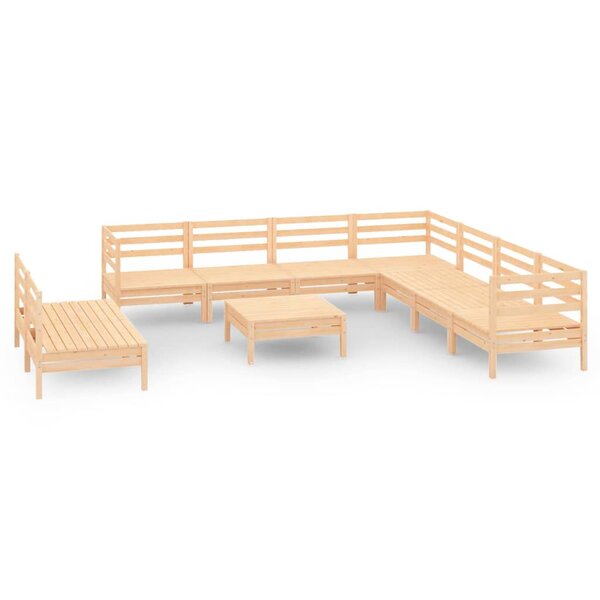 Salon de jardin meuble d'extérieur ensemble de mobilier 10 pièces bois de pin massif 02_0015214