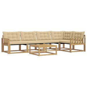 vidaXL Ensemble de canapés d'extérieur 6 pc Blanc et Beige