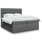 vidaXL Sommier à lattes de lit avec matelas Gris foncé 200x200cm Tissu