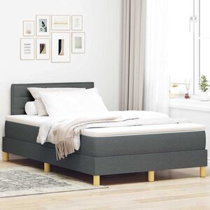 vidaXL Lit à ressorts avec matelas Gris foncé 120 x 190 cm tissu