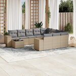 vidaXL Salon de jardin 11 Pièces avec coussins beige résine tressée