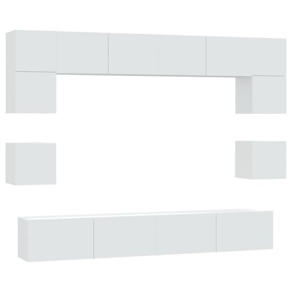 vidaXL Ensemble de meubles TV 8 Pièces Blanc Bois d'ingénierie