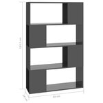 vidaXL Bibliothèque/Séparateur de pièce Gris brillant 80x24x124 5 cm