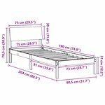 vidaXL Cadre de lit Blanc et gris clair 75 x 190 cm Bois massif en pin
