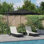 vidaXL Parasol Cantilever Roma de avec LEDs - Noir  286 x 285 x 270 cm  en aluminium.