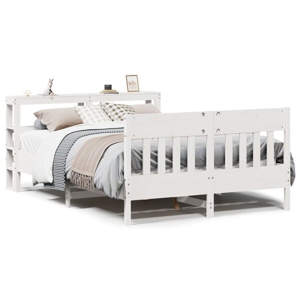 vidaXL Cadre de lit sans matelas blanc 140x200 cm bois de pin massif