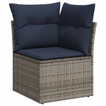 vidaXL Salon de jardin 5 Pièces avec coussins gris résine tressée