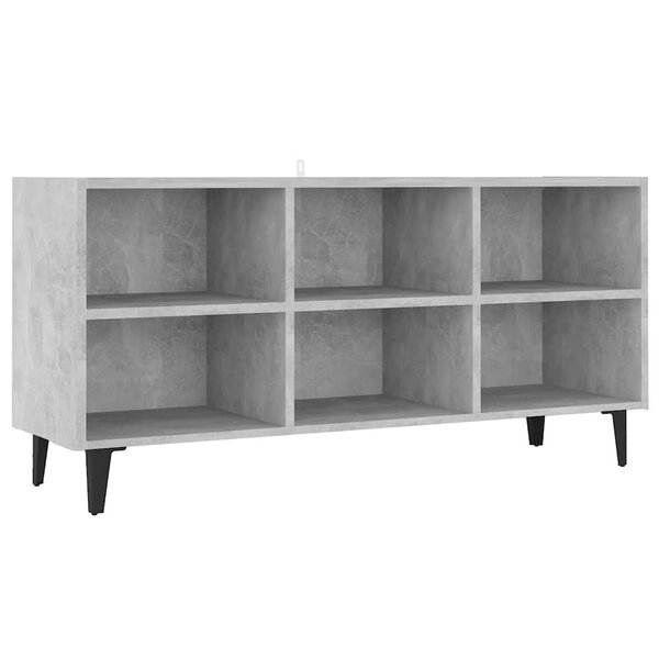 vidaXL Meuble TV avec pieds en métal Gris béton 103 5x30x50 cm