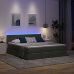 vidaXL Lit de rangement LED avec matelas Gris foncé 180 x 200 cm Tissu