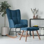 vidaXL Chaise à bascule avec tabouret en velours bleu