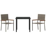 vidaXL Ensemble de repas de jardin 3 pièces Gris Poly Rattan