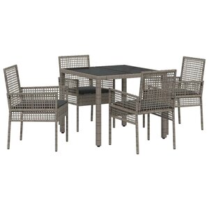vidaXL Ensemble de salle à manger pour jardin 5 Pièces Gris polyrotin