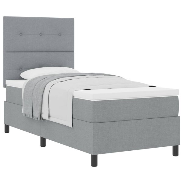 vidaXL Lit à ressorts avec tête de lit Gris clair 90 x 190 cm tissu