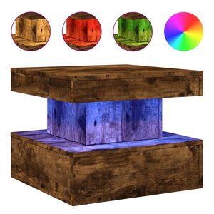 vidaXL Table basse avec lumières LED chêne fumé 50x50x40 cm