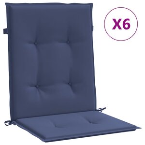 vidaXL Coussins de chaise à dossier bas lot de 6 bleu marine tissu