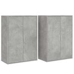 vidaXL Buffets 2 Pièces gris béton 60x31x84 cm bois d'ingénierie