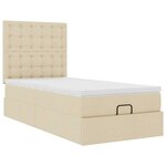 vidaXL Lit ottoman avec matelas et LED crème 90x200 cm tissu