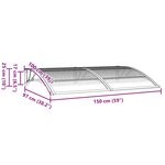 vidaXL Auvent de porte Gris 150x100 cm Polycarbonate