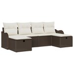 Ensemble de canapés de jardin vidaXL 6 pièces avec coussins Marron Poly Rattan